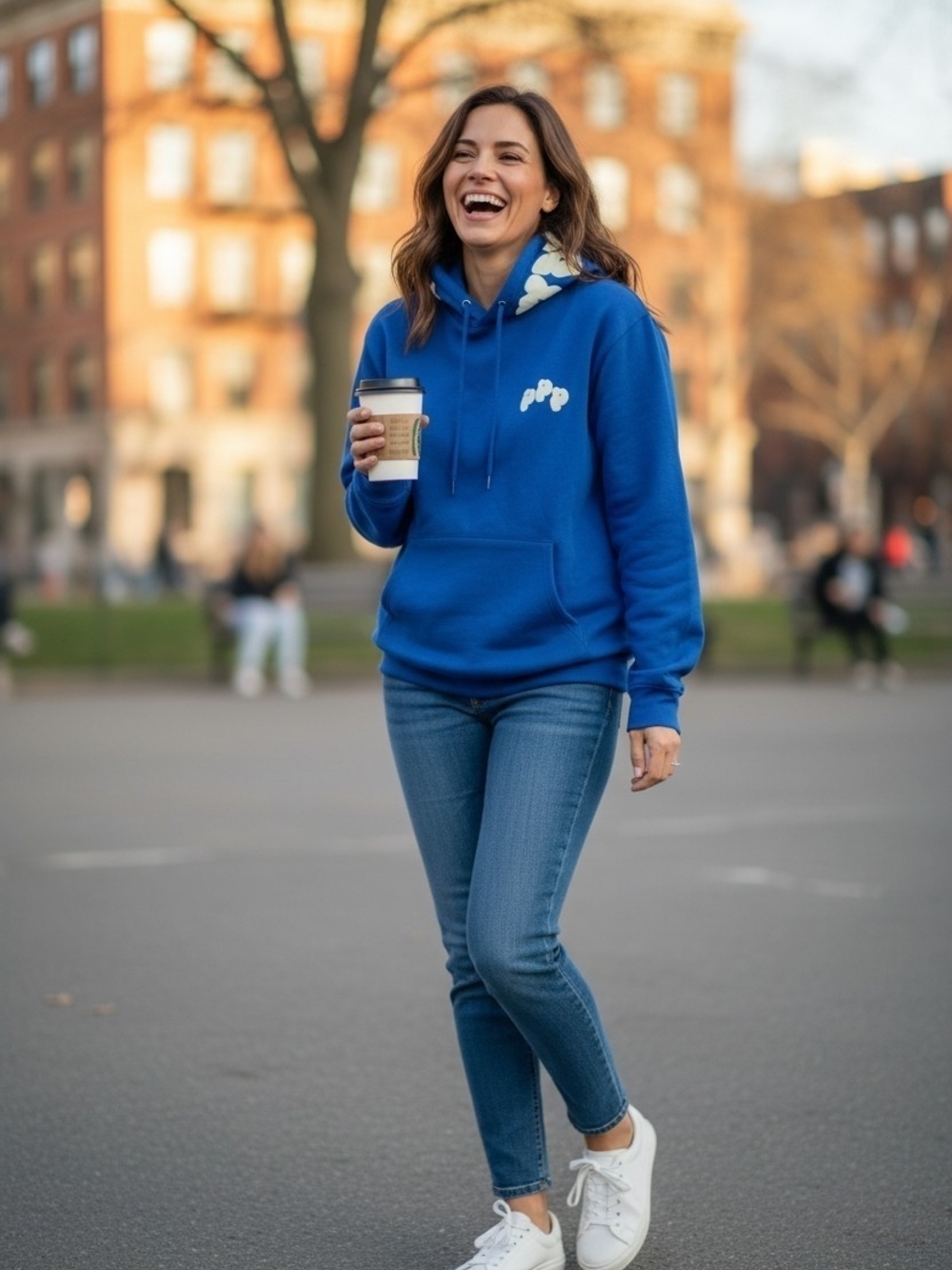 Women’s Royal Blue Pullover Hoodie with Cloud Accent
